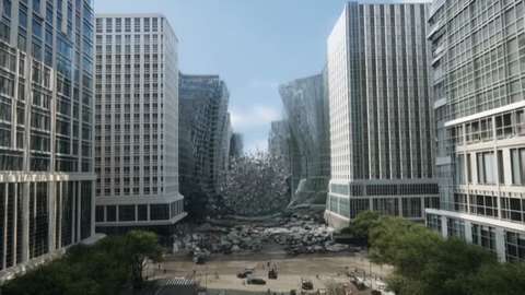 Buildings Folding Inward in Spirals