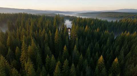 Aerial Shot Over Mountain Forest
