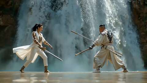 Cyberpunk Wuxia Battle