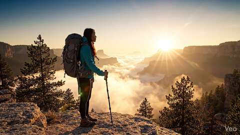 Lone Hiker Sunrise Canyon