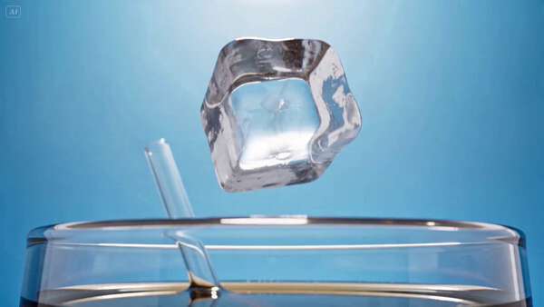 POV Ice Cube Melting in Soda
