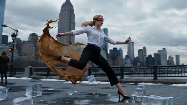 Bullet Time Icy NYC Street Slip