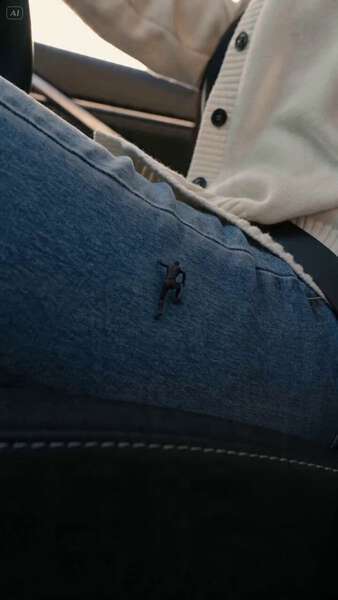 Tiny Figure Climbing Up a Real Person