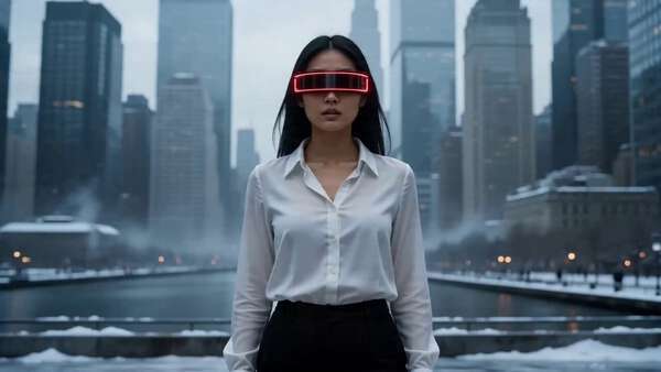 Bullet-Time Businesswoman Freeze