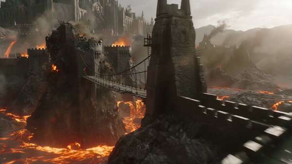 Knight Rescuing Dragon from Lava Fortress