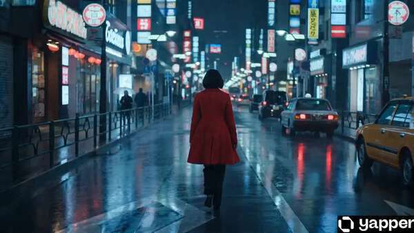 Tokyo Rainy Night Walk Scene
