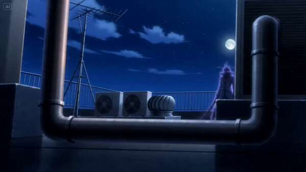 Anime Flame Swordswoman Rooftop Battle