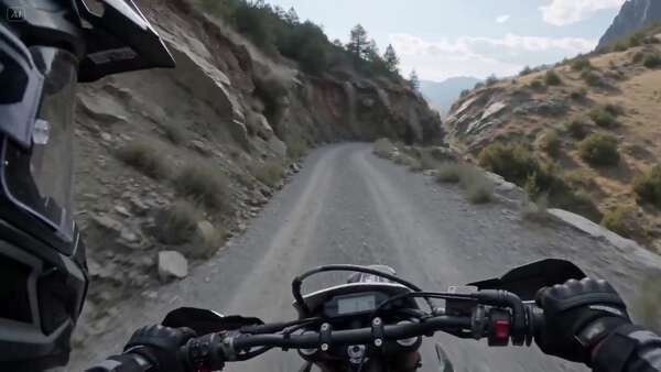 Motorcycle POV on Collapsing Cliff