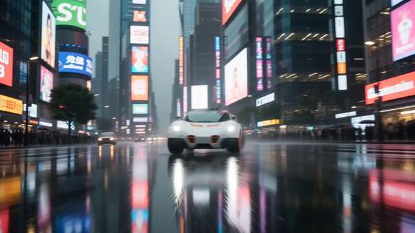 Tokyo Night Run Sci-Fi Car Clip