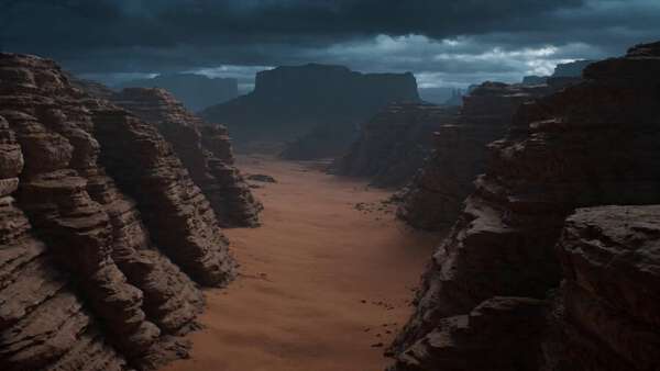 Storm-Wyrm Dragon Battle in Desert Canyon