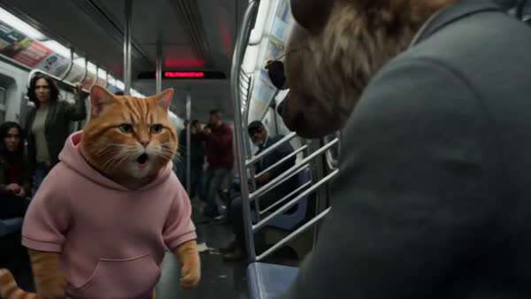 Cat Subway Combat Action Comedy