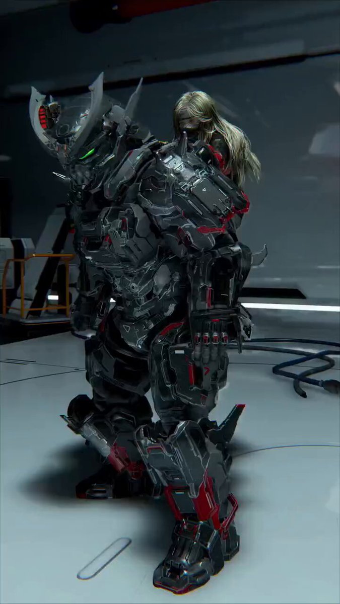 Woman Mounting Giant Mech
