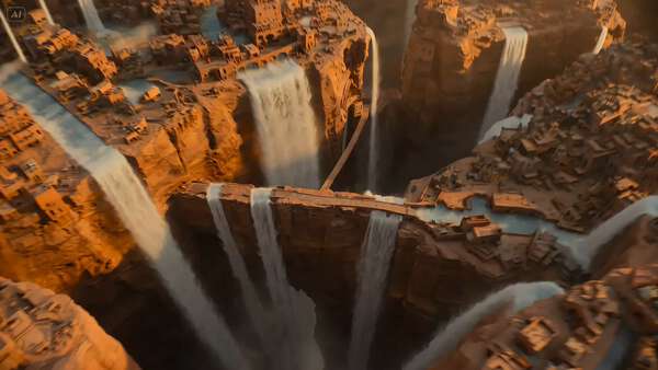 Reversed Waterfall Cliff City Chase