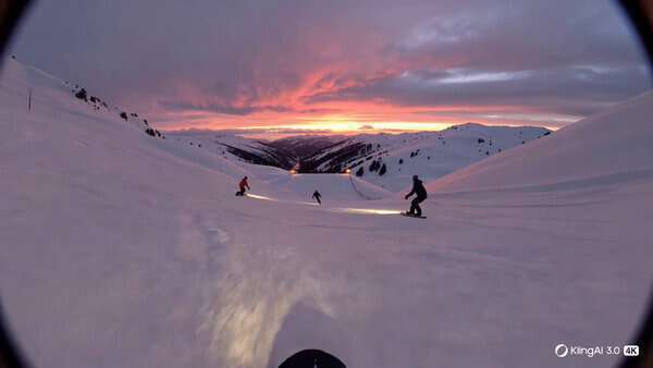 Snowboarding POV Twilight Run