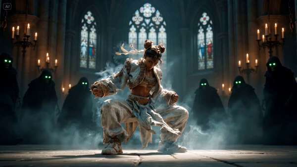 Wuxia Warrior vs Skeleton Army in Gothic Castle