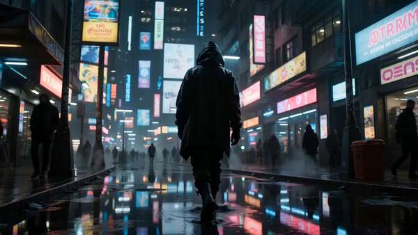 Cyberpunk Android Night Walk