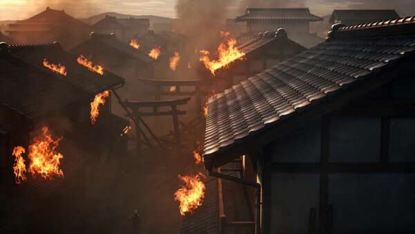 Anime Demon Slayer in Burning Feudal City