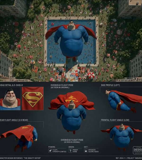 Fat Superhero Pool Splash