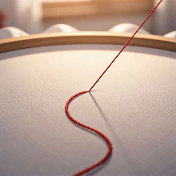Red Thread Embroidery Tapestry