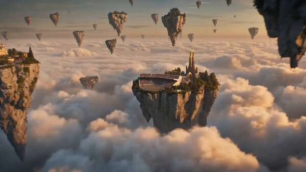 Flying Horse Race Above Clouds