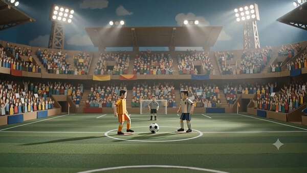 Paper Stadium Football Kickoff