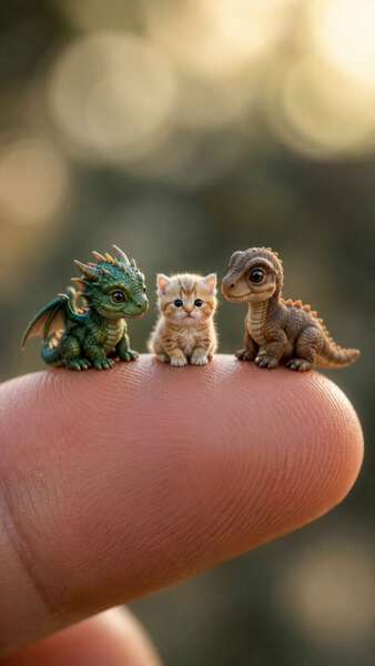 Tiny Cat Dragon Dinosaur Battle