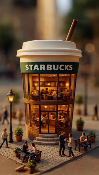 Miniature City of Food Buildings