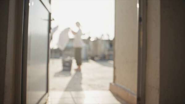 Breezy Rooftop Laundry Chase - 30s Camcorder POV
