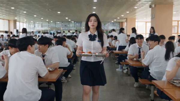 Korean Cafeteria Lunch Girl Walk