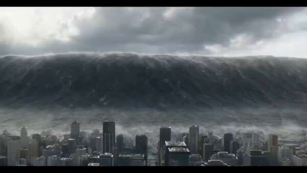 Massive Tsunami Hits City Skyline