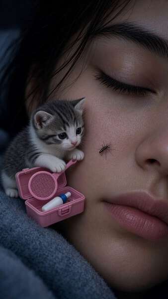 Tiny Kitten Sleeping Face Macro
