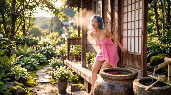 Onsen Garden Golden Hour Portrait
