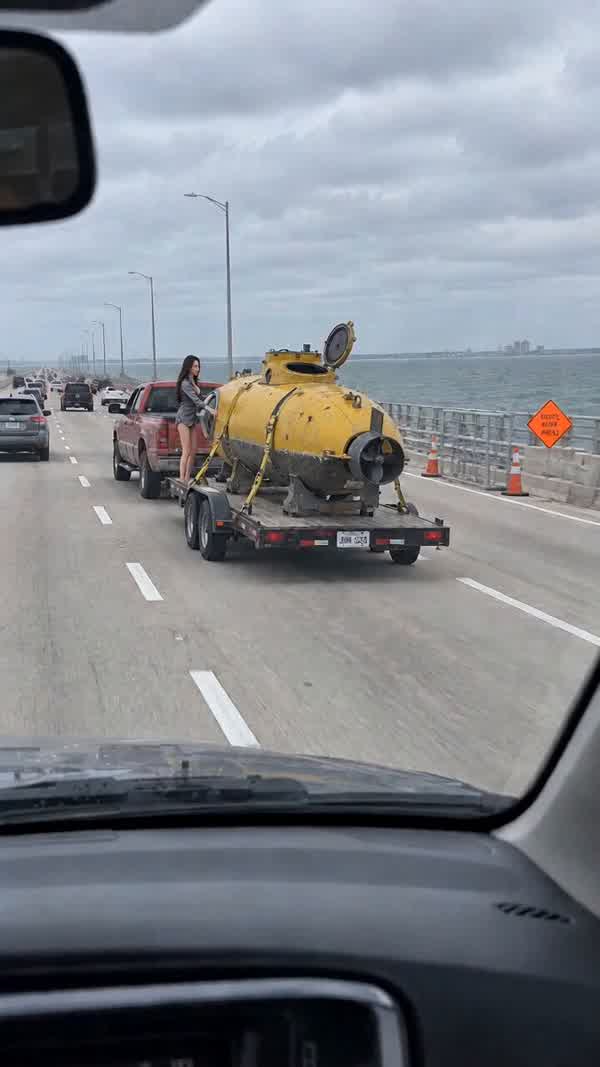 Submarine Trailer Rides the Highway