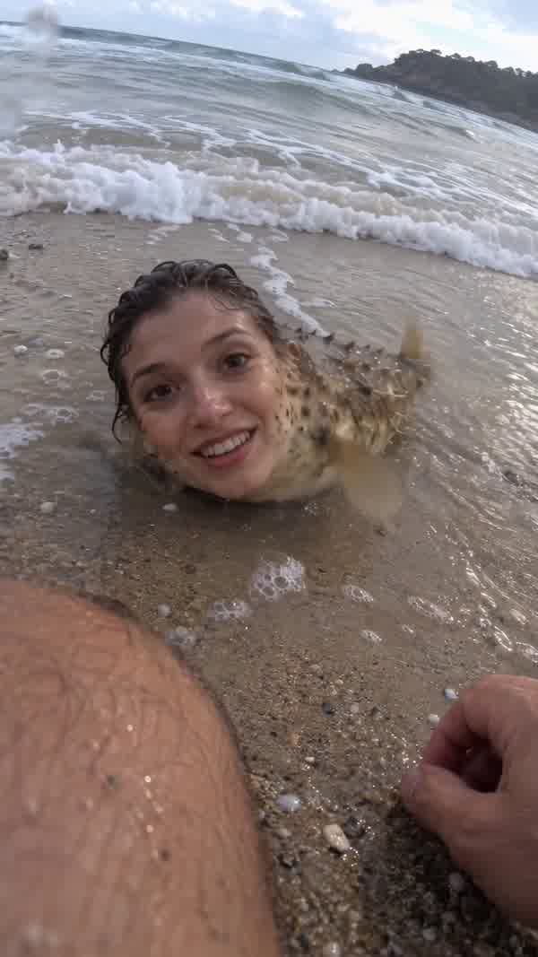 Human Faced Creature Becomes Pufferfish
