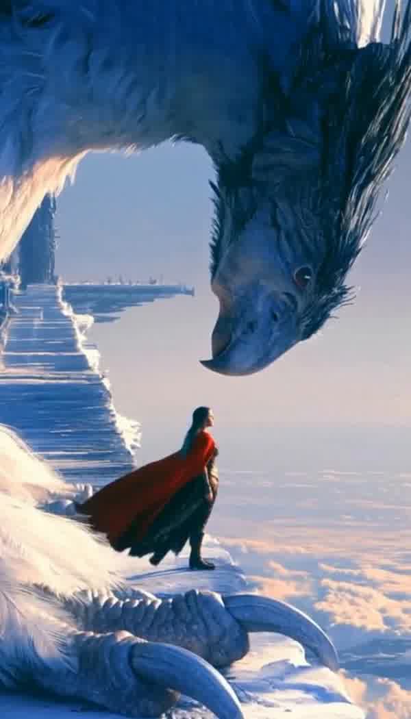 Divine Bird Faces Red Robed Woman