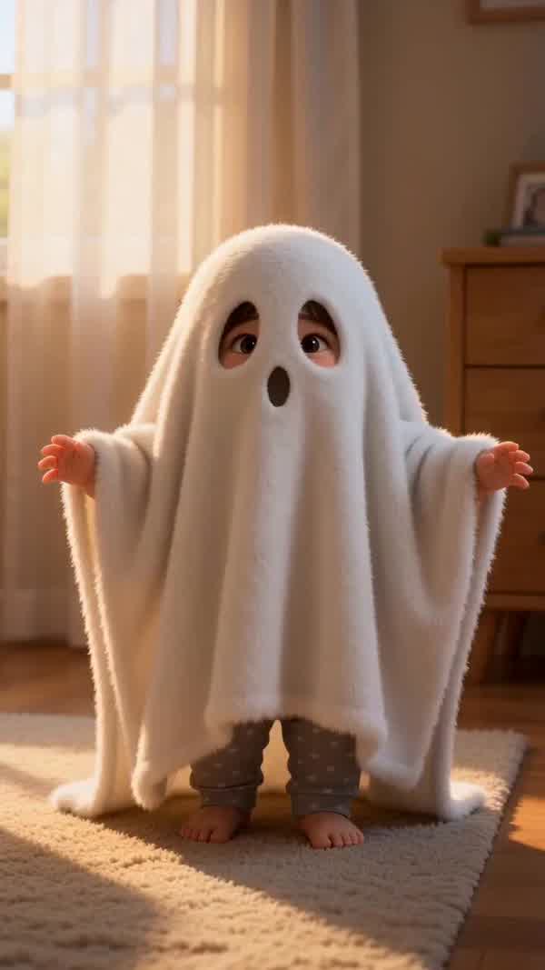 Child in Ghost Costume Surprises Parents