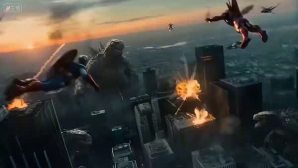 Heroes Unite Against Giant Monster
