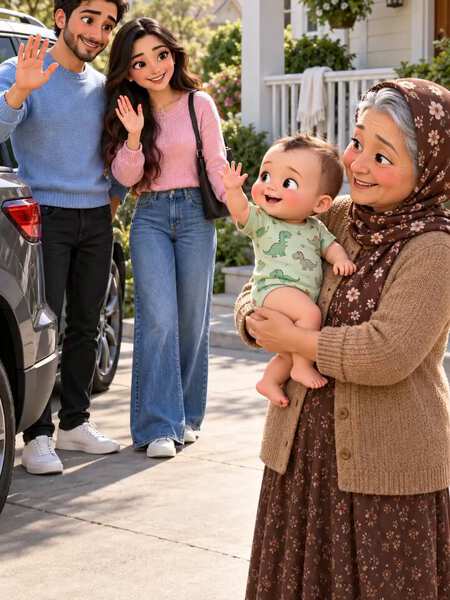 Grandmother Says Goodbye To Her Family